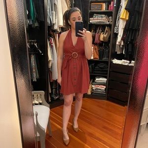 Burnt Orange Belted Dress